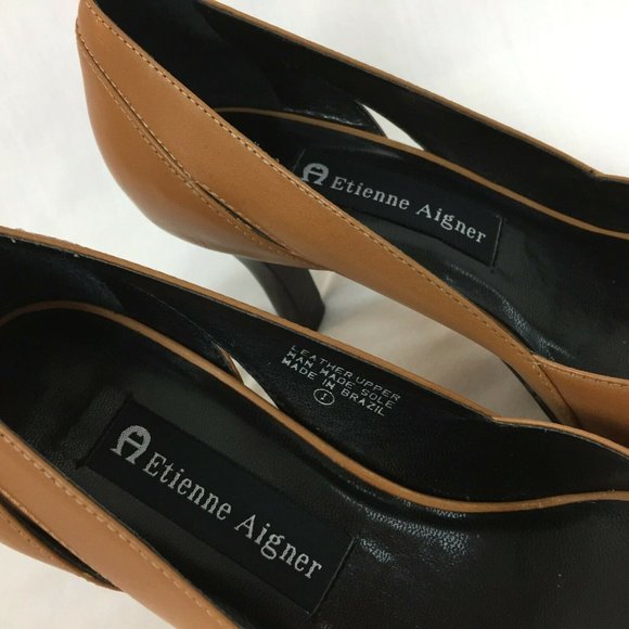 Etienne Aigner Heels 6 M Brown Leather Brookline - Picture 6 of 7